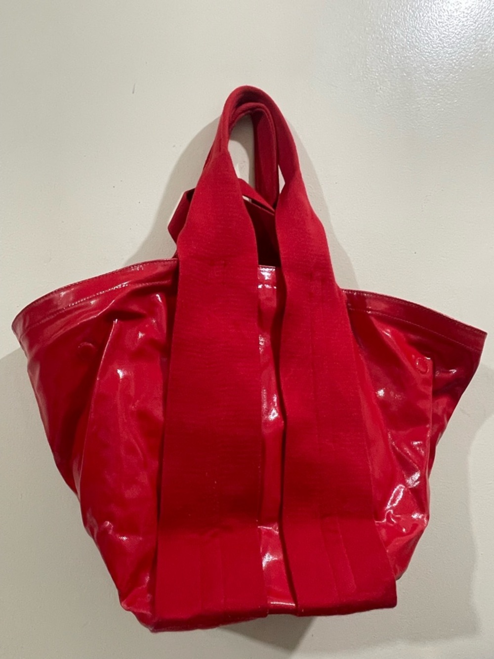 Rebecca Minkoff Shiny Red Tote with Wide Straps